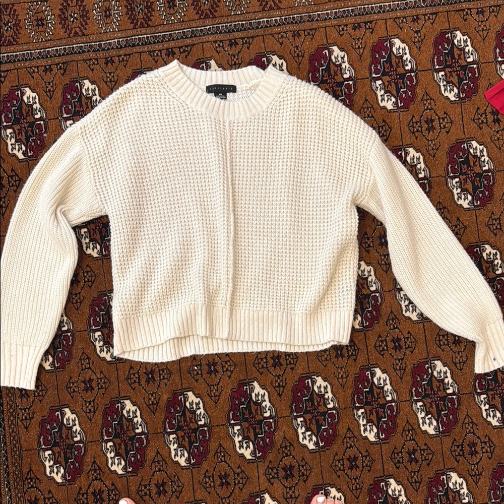 Sanctuary Cream Crew Neck Sweater with Ribbed Texture